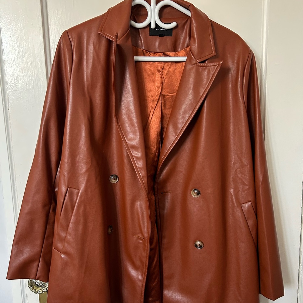 En Saison Faux Leather Jacket in Cognac
